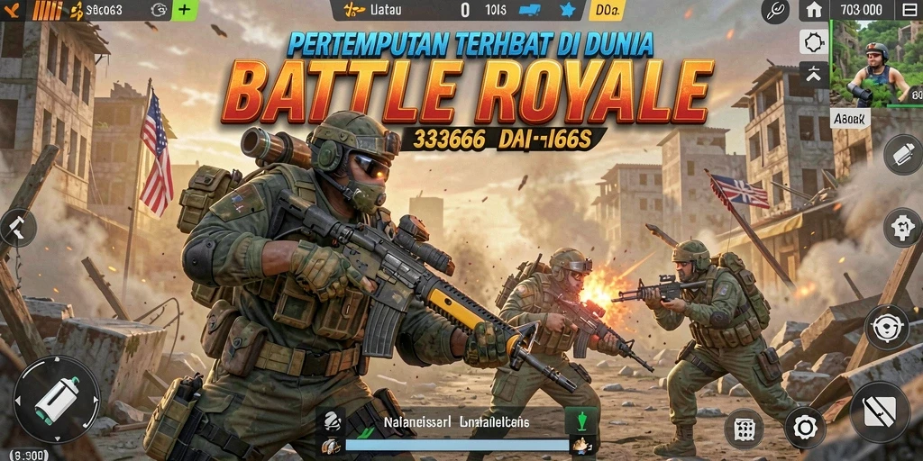Gameplay mendebarkan di arena Battle Royale 333666.