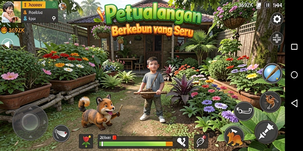 Tampilan menarik dari gameplay 369ZK dengan kebun yang subur.