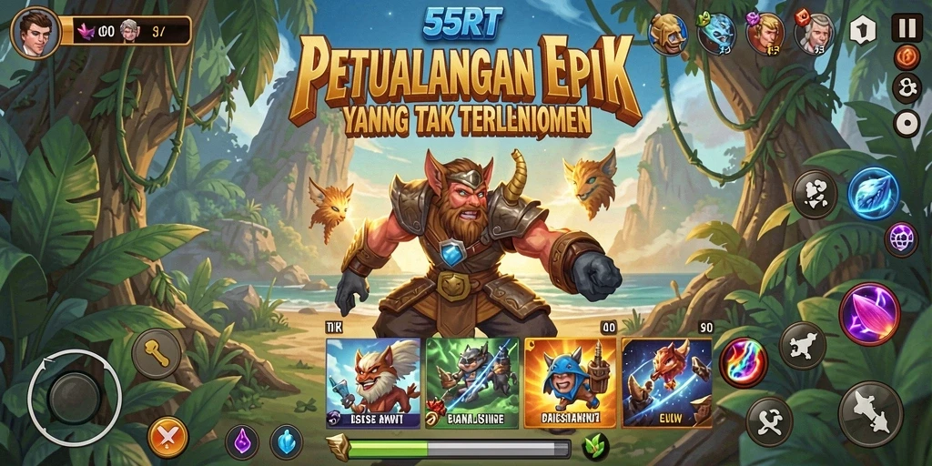 Tampilan gameplay seru dalam 55RT saat menjelajahi dunia yang menantang.