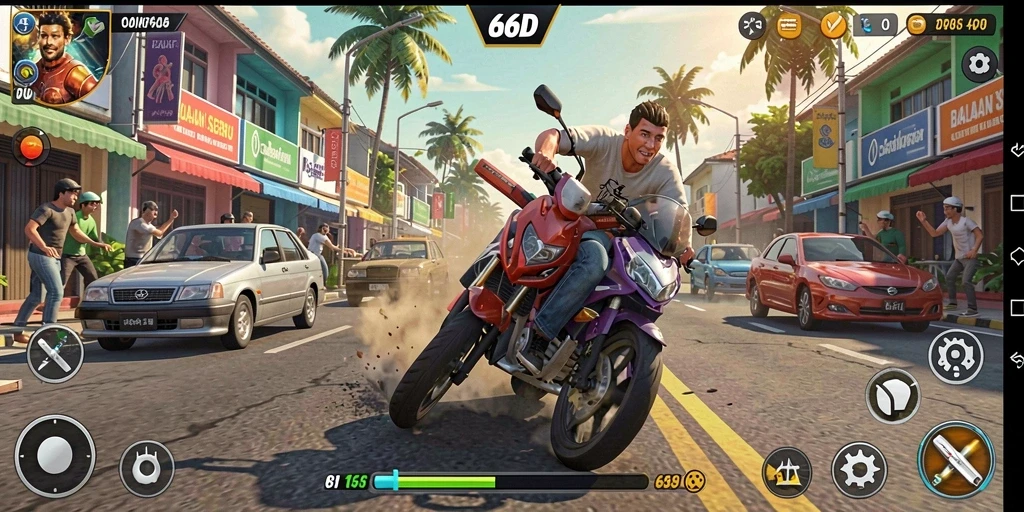 Screenshot utama <strong>66D</strong> menampilkan balapan mendebarkan di jalanan kota.