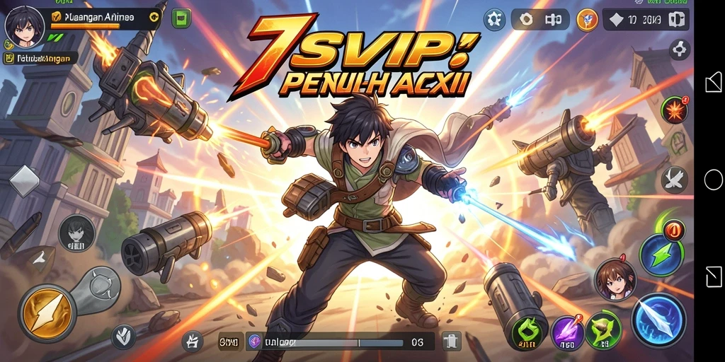 Tampilan menarik saat karakter bertarung di arena game Anime.