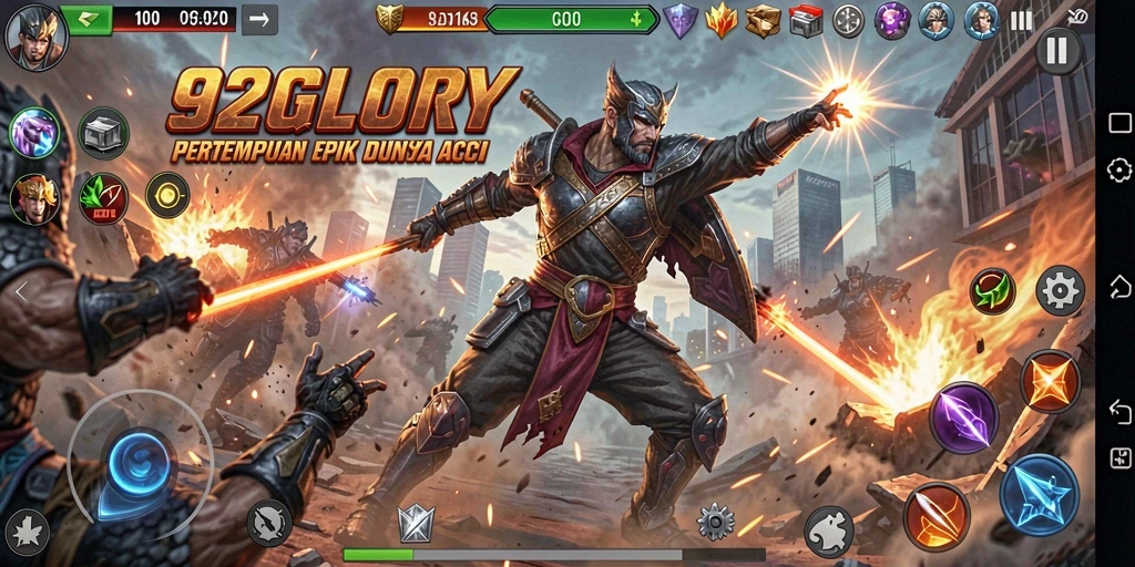Menampilkan gameplay seru dalam 92GLORY dengan aksi pertempuran yang mendebarkan.