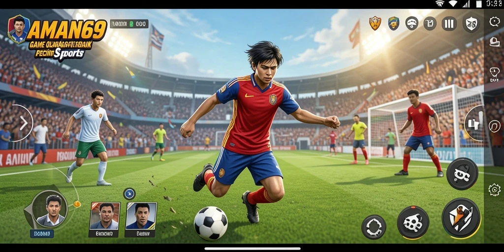 Tampilan gameplay <strong>AMAN69</strong> yang menarik dan penuh aksi olahraga.