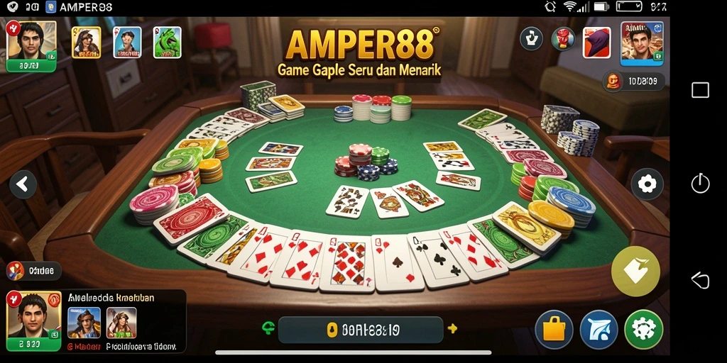 Tampilan gameplay Gaple yang seru dan interaktif di AMPER88.