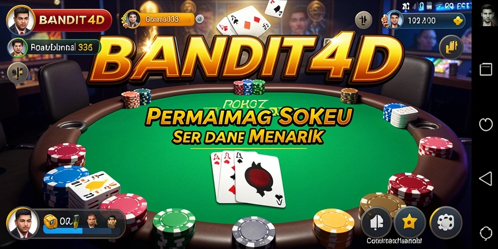Screenshot gameplay BANDIT4D menunjukkan momen-momen seru dalam permainan poker.