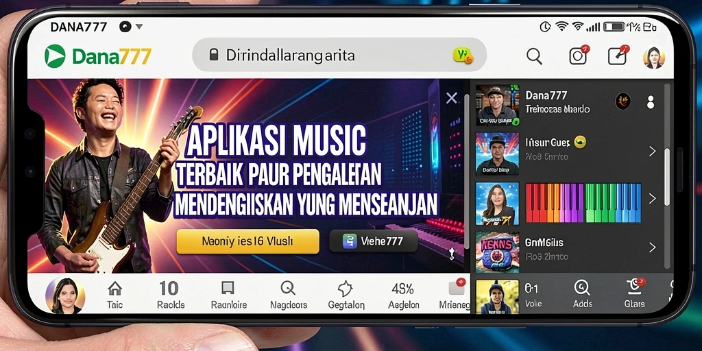 Tampilan utama DANA777 dengan berbagai pilihan lagu dan playlist.