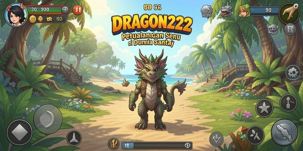 Screenshot gameplay DRAGON222 dengan warna cerah dan karakter lucu.