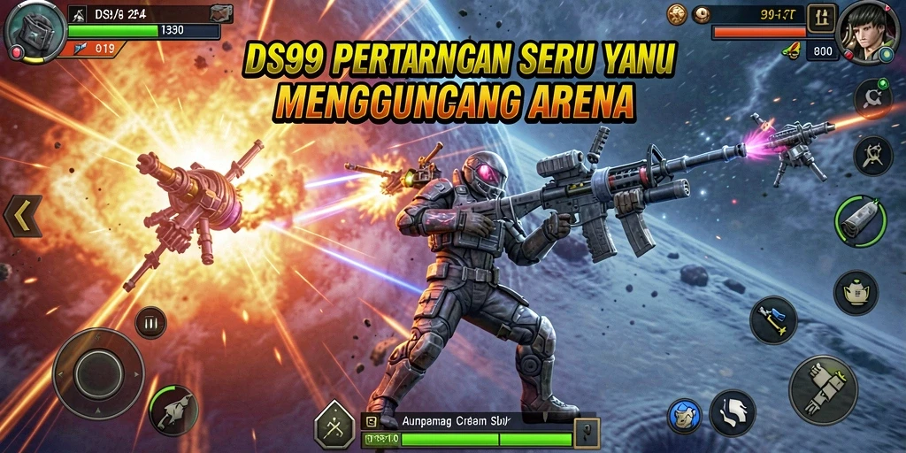 Tampilan gameplay DS99 yang intens dan menegangkan saat bertarung.