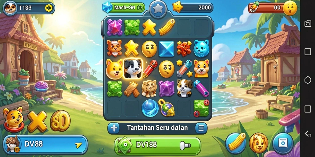 Tampilan gameplay menarik dari game Match-3 DV188.