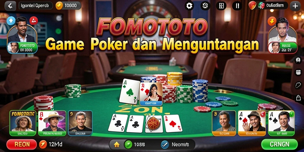 Screenshot menunjukan tampilan menarik dari gameplay poker di FOMOTOTO.