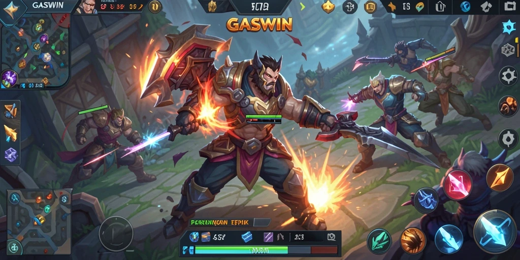 Tampilan aksi seru dalam pertandingan GASWIN MOBA.