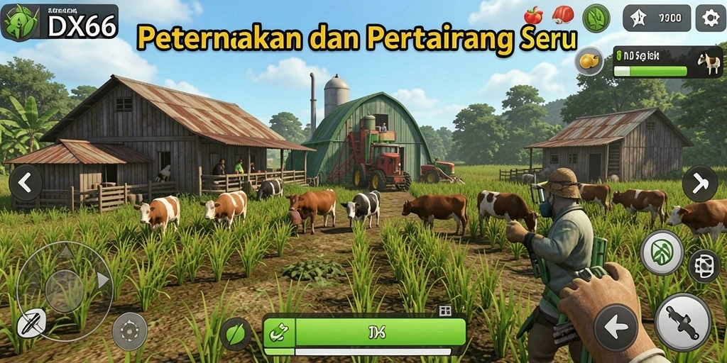 Gameplay seru dalam mengelola ladang dan hewan ternak di IDX66.
