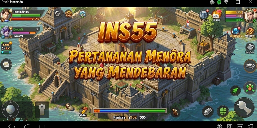 Tangkapan layar gameplay INS55 menampilkan aksi Tower Defense yang seru.