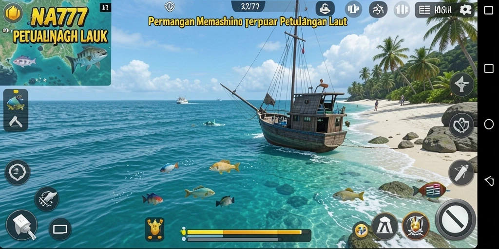Tampilan menawan dari gameplay memancing yang mendebarkan di NA777.
