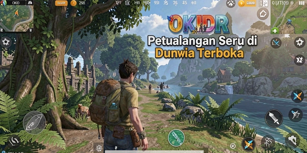 Screenshot menampilkan petualangan epik dalam dunia terbuka.
