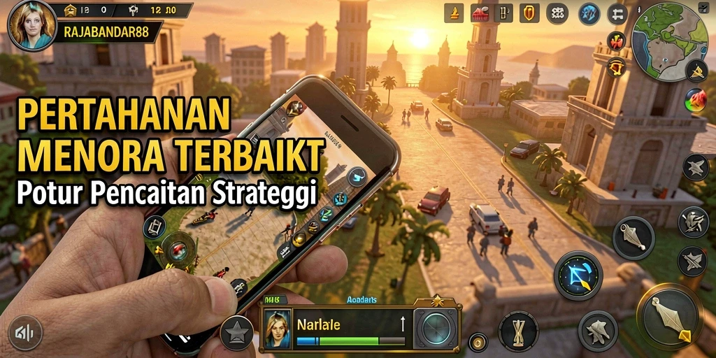 Tampilan gameplay Tower Defense RAJABANDAR88 yang seru dan strategi.