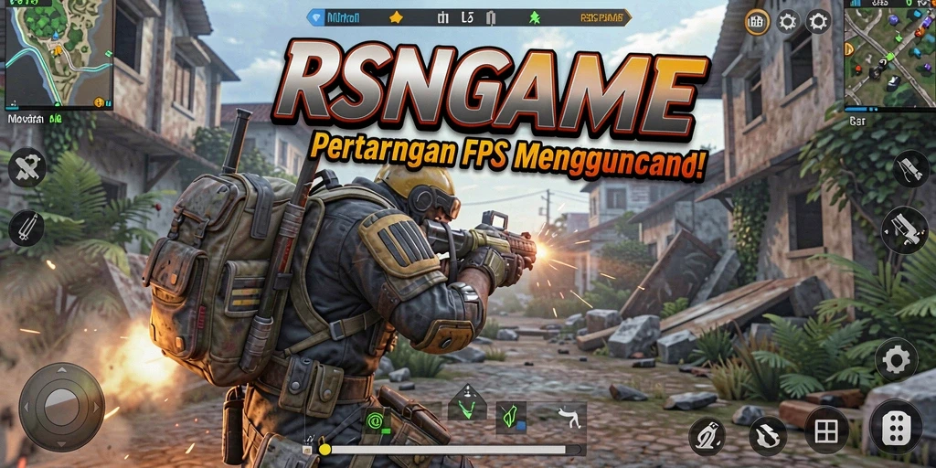 Screenshot gameplay RSNGAME menunjukkan aksi FPS yang intens dan mengesankan.