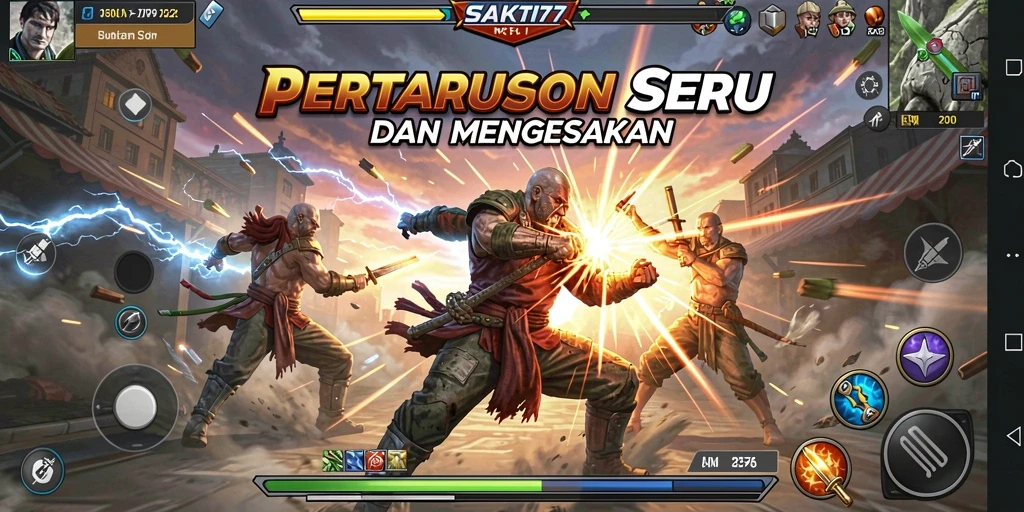Tampilan seru dari gameplay SAKTI77 saat pertarungan berlangsung.