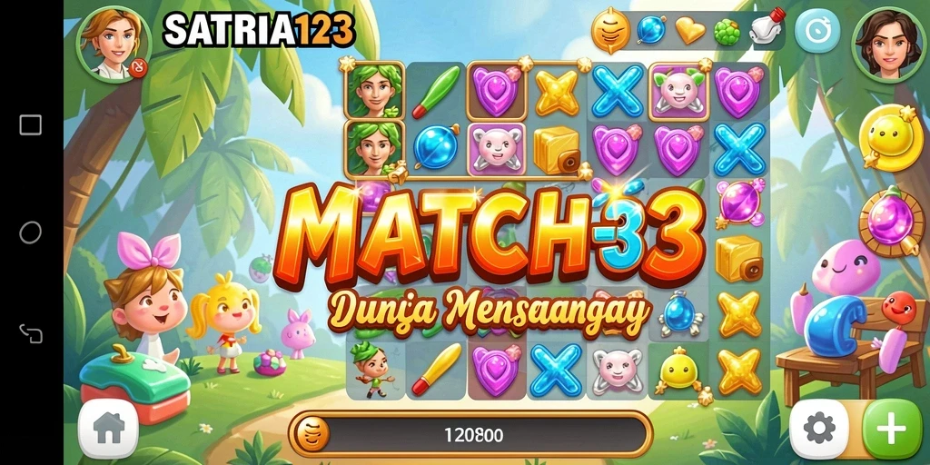 Tampilan gameplay <strong>SATRIA123</strong> yang menarik saat mencocokkan simbol.