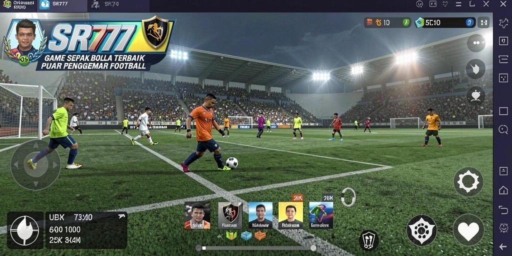 Tampilan gameplay seru SR777 dalam aksi sepak bola.