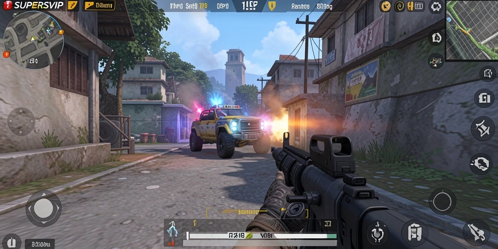Screenshot gameplay <strong>SUPERSVIP</strong> menampilkan aksi pertempuran yang intens.