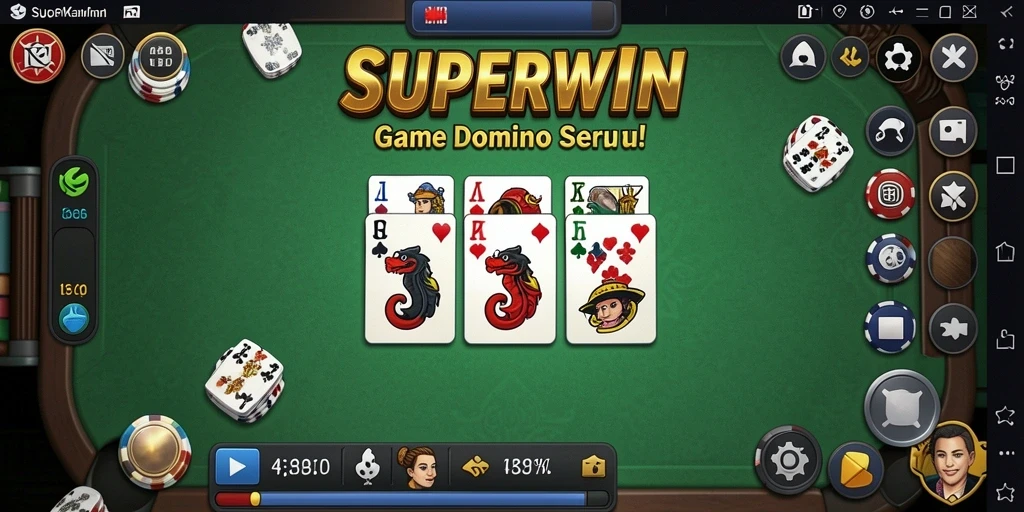 Tampilan gameplay seru dalam permainan Domino SUPERWIN.