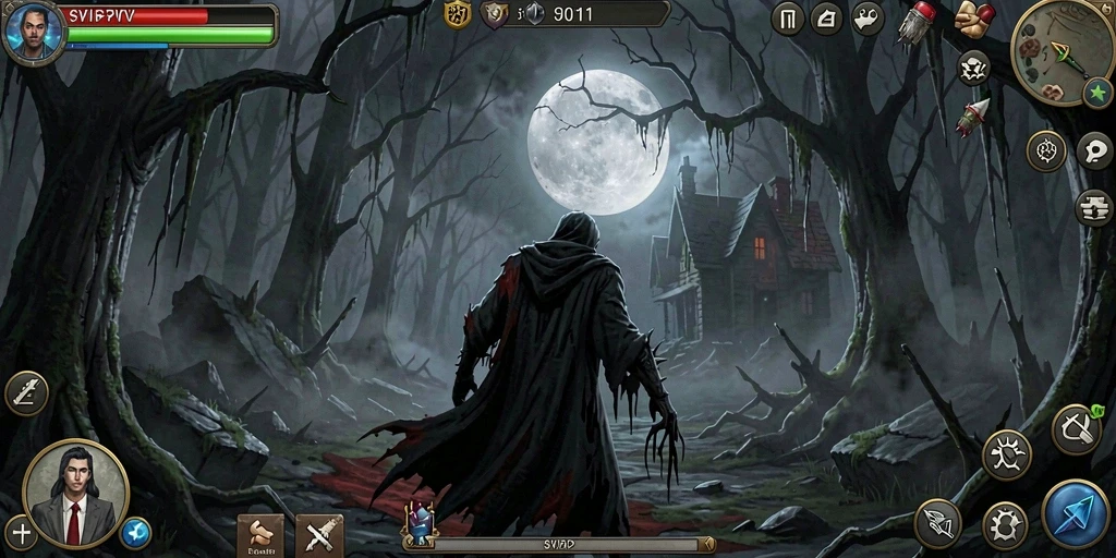 Tangkapan layar gameplay SVIP2 memperlihatkan suasana malam yang mencekam.
