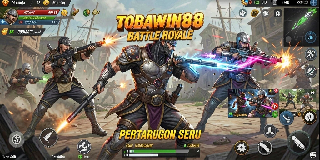 Screenshot gameplay seru di arena Battle Royale TOBAWIN88.